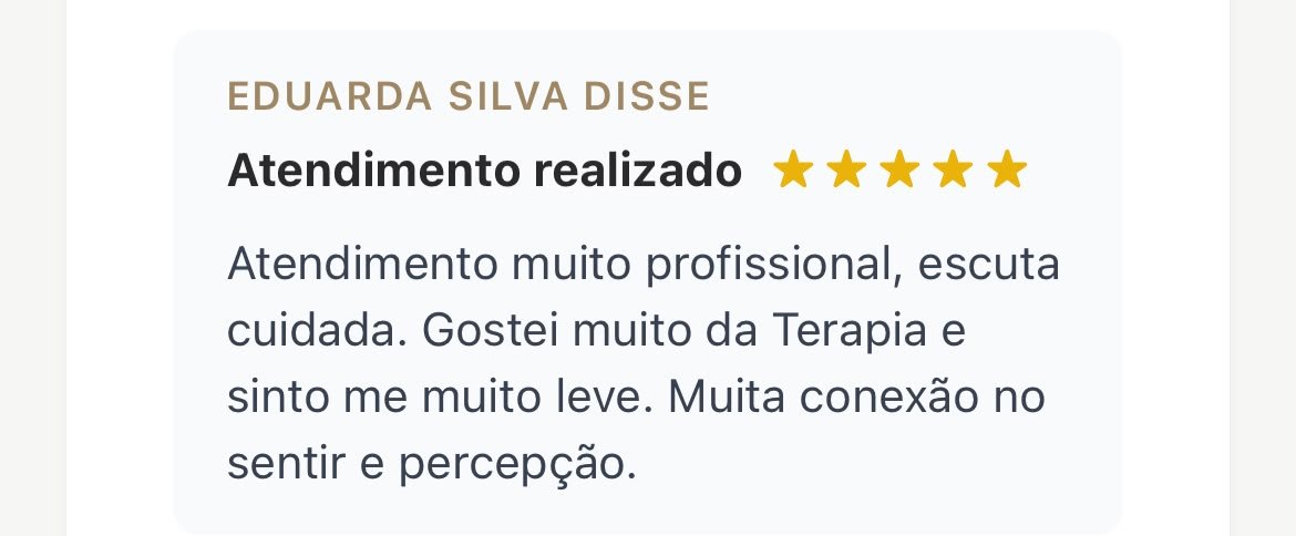 Depoimento de cliente sobre leveza após o atendimento